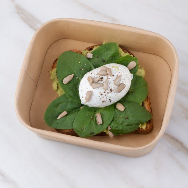 Avocado toast with spinach and poached egg